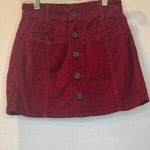 American Eagle Outfitters Red Corduroy Mini Skirt